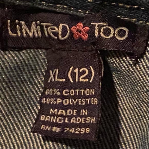 Limited Too Girls Jean Vest with Copper Bling Button Front - Picture 3 of 5